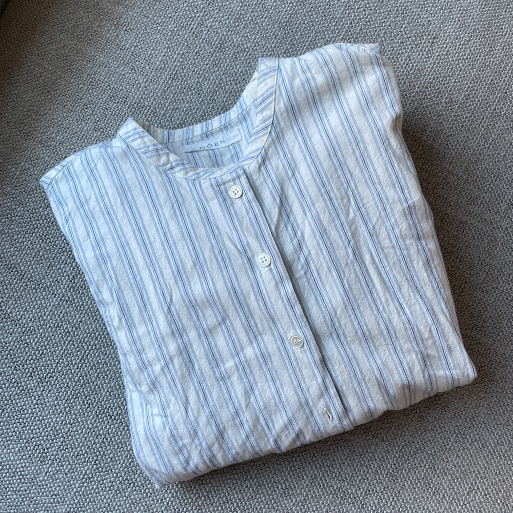 Doen Scarlet Blouse Light Blue Stripes XS